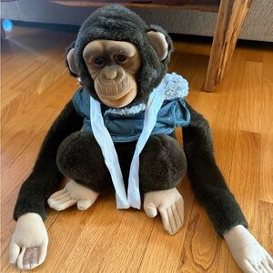 Vintage 1994 Hosung Monkey Chimp Puppet Plush 15” w/ Squeaker - Bahamas Jacket